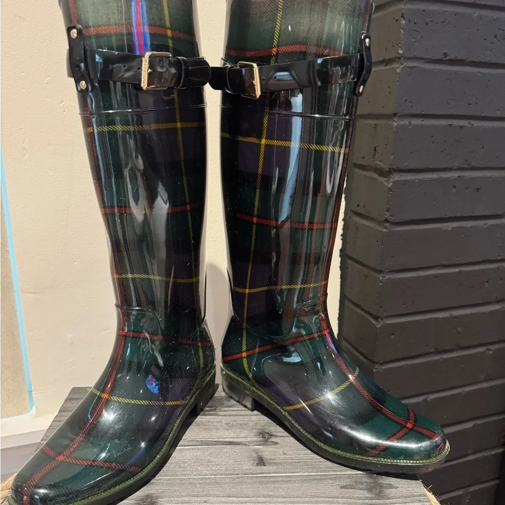 Ralph Lauren Green Plaid Rain Boots - Picture 6 of 11